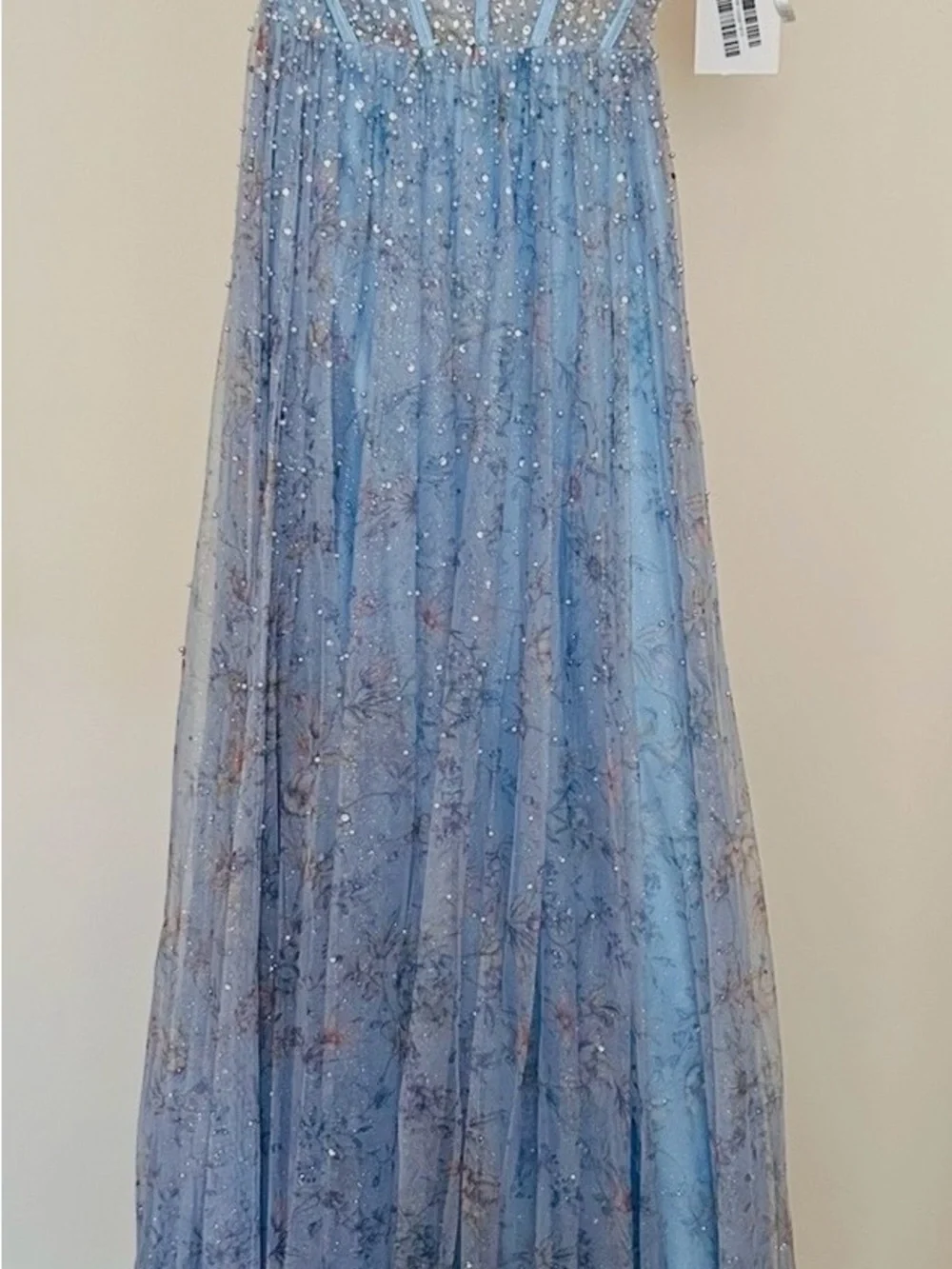 JVN by Jovani Light Blue Beaded Tulle Dress - Picture 2 of 7